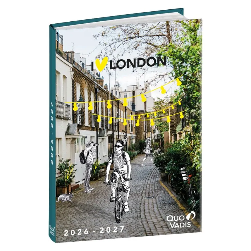 Quo Vadis - Agenda année scolaire - 2026-2027 - Eurotextagenda - Journalier - Multilingue - Cities - 12 mois de août à juillet - 12x17 cm - Papier Clairefontaine blanc - Fabrication française