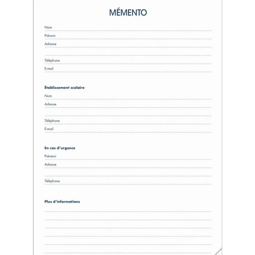Quo Vadis - Agenda année scolaire - 2026-2027 - Textagenda 21 - Journalier - Français - Impala - Bleu - 12 mois de septembre à août - 13x21 cm - Papier Clairefontaine blanc - Fabrication française