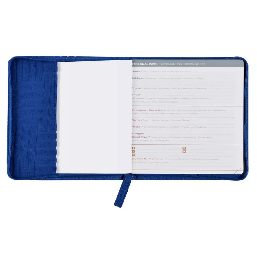 Quo Vadis - Agenda année scolaire - 2026-2027 - Exécutif Septembre Color - Semainier Planning - Multilingue - Théa - Bleu - 13 mois de août à août - 16x16 cm - Papier Clairefontaine blanc
