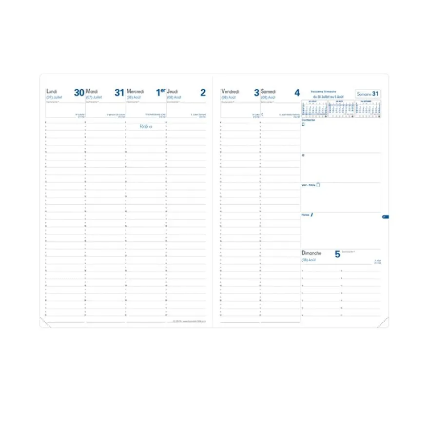 Quo Vadis - Agenda année scolaire - 2026-2027 - Eu 09/09 - Semainier Planning - Français - Impala - Noir - 13 mois de août à août - 21x29,7 cm - Papier Clairefontaine blanc - Fabrication française