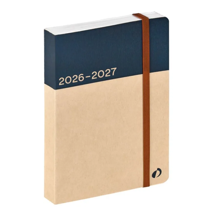 Quo Vadis - Agenda année scolaire - 2026-2027 - Eurotextagenda Recyclé - Journalier - Multilingue - Bleu - 12 mois de août à juillet - 12x17 cm - Papier Clairefontaine recyclé - Fabrication française