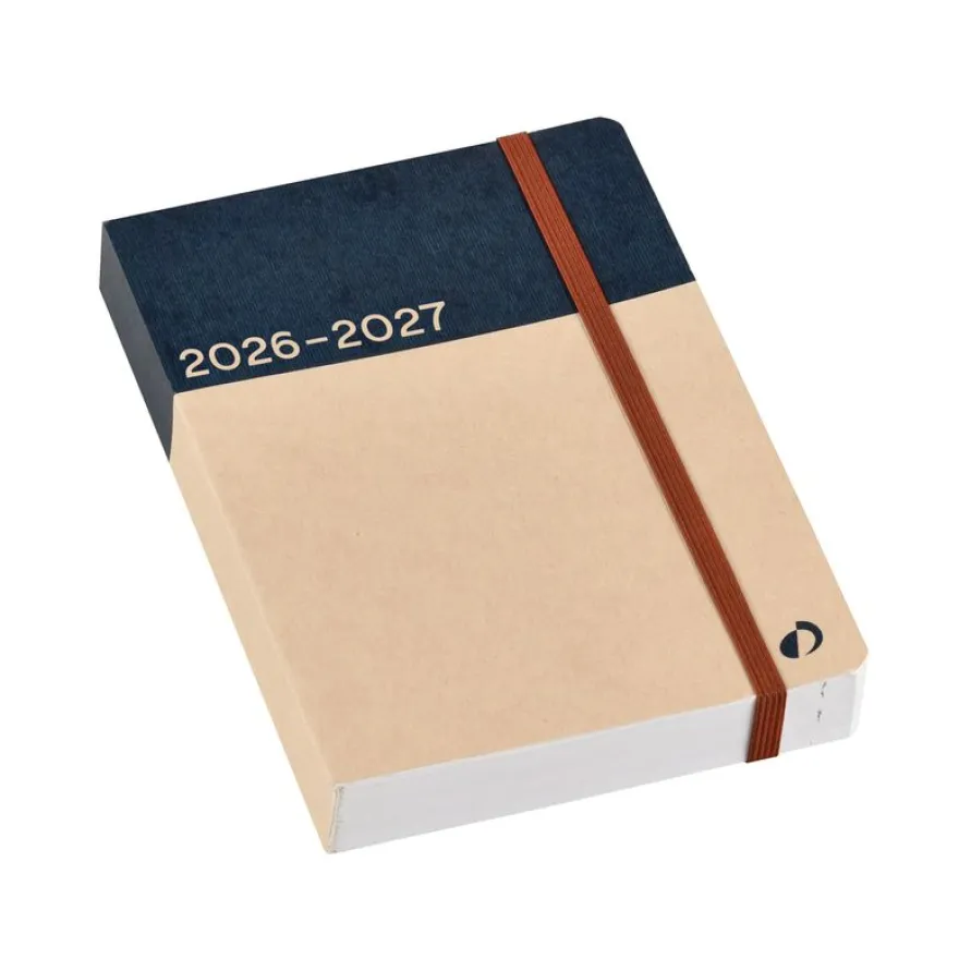 Quo Vadis - Agenda année scolaire - 2026-2027 - Eurotextagenda Recyclé - Journalier - Multilingue - Bleu - 12 mois de août à juillet - 12x17 cm - Papier Clairefontaine recyclé - Fabrication française