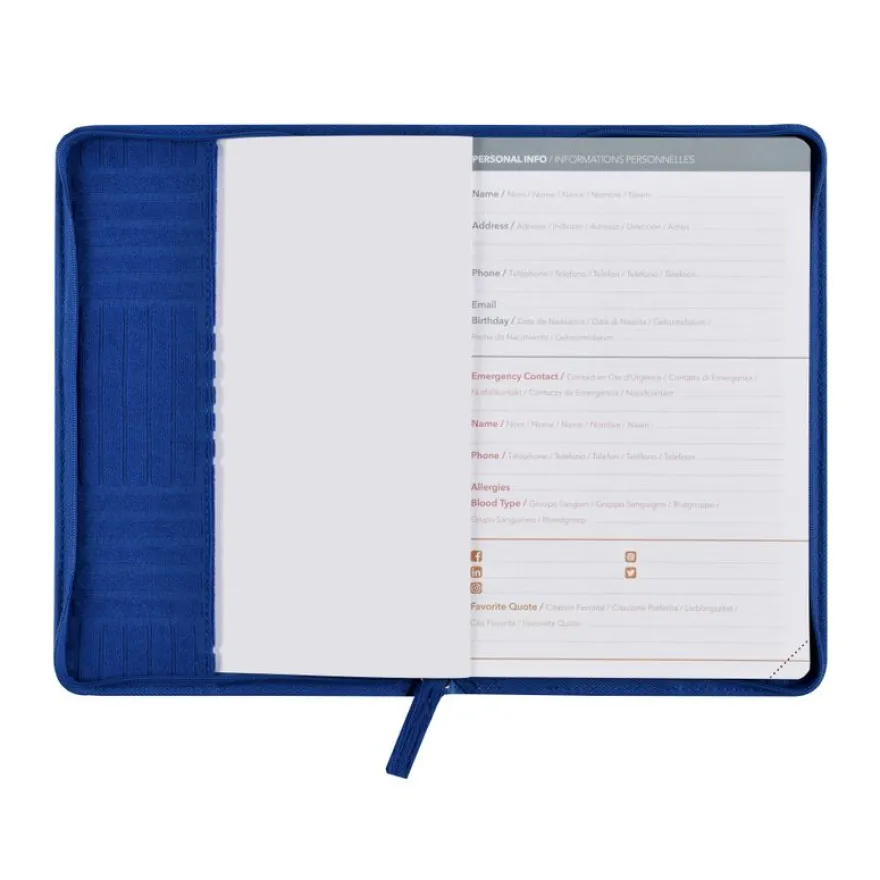 Quo Vadis - Agenda année scolaire - 2026-2027 - Ministre Septembre Color - Semainier Planning - Multilingue - Théa - Bleu - 13 mois de août à août - 16x24 cm - Papier Clairefontaine blanc