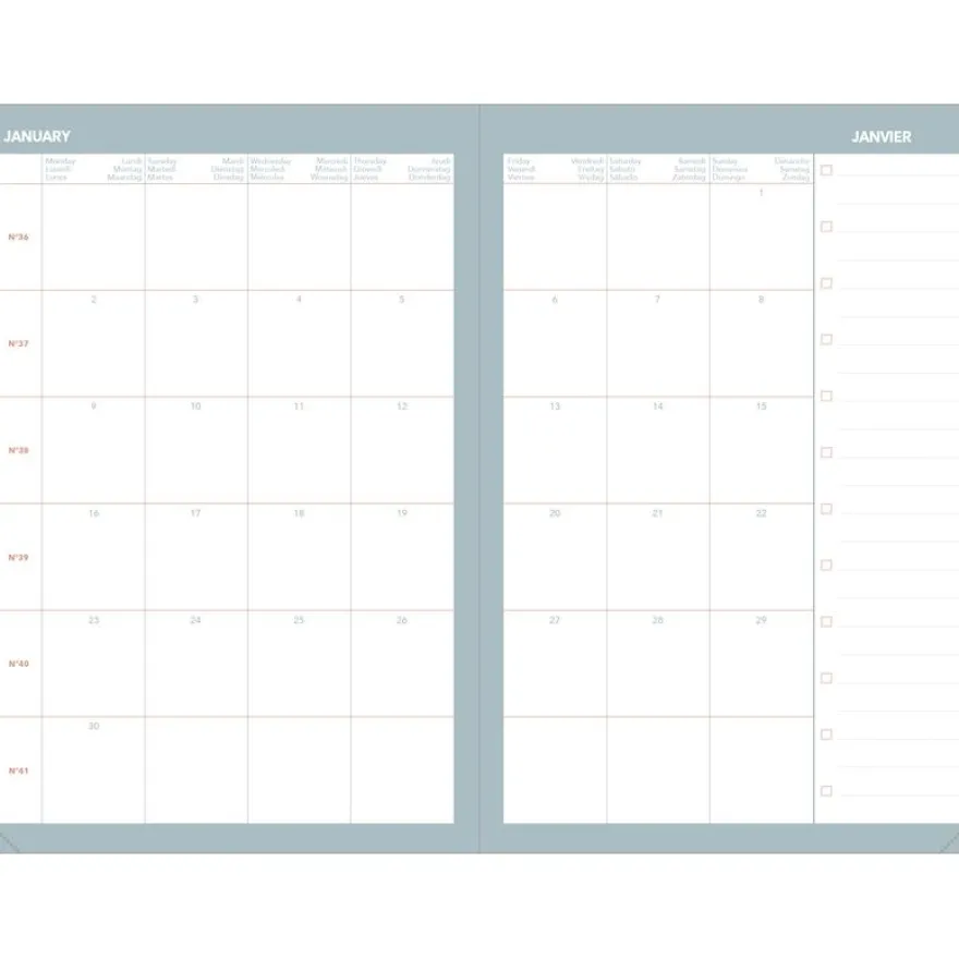 Quo Vadis - Agenda année scolaire - 2026-2027 - Universitaire Color - Semainier Planning - Multilingue - Andrea - Rouge - 13 mois de août à août - 10x15 cm