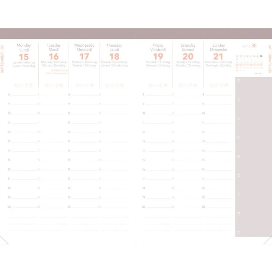 Quo Vadis - Agenda année scolaire - 2026-2027 - Ministre Septembre Color - Semainier Planning - Multilingue - Pastel - Orange - 13 mois de août à août - 16x24 cm