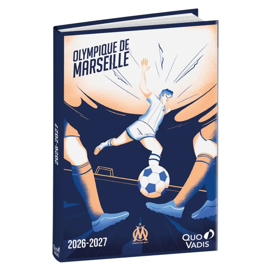 Quo Vadis - Agenda année scolaire - 2026-2027 - Eurotextagenda - Journalier - Multilingue - Olympique de Marseille - 12 mois de août à juillet - 12x17 cm