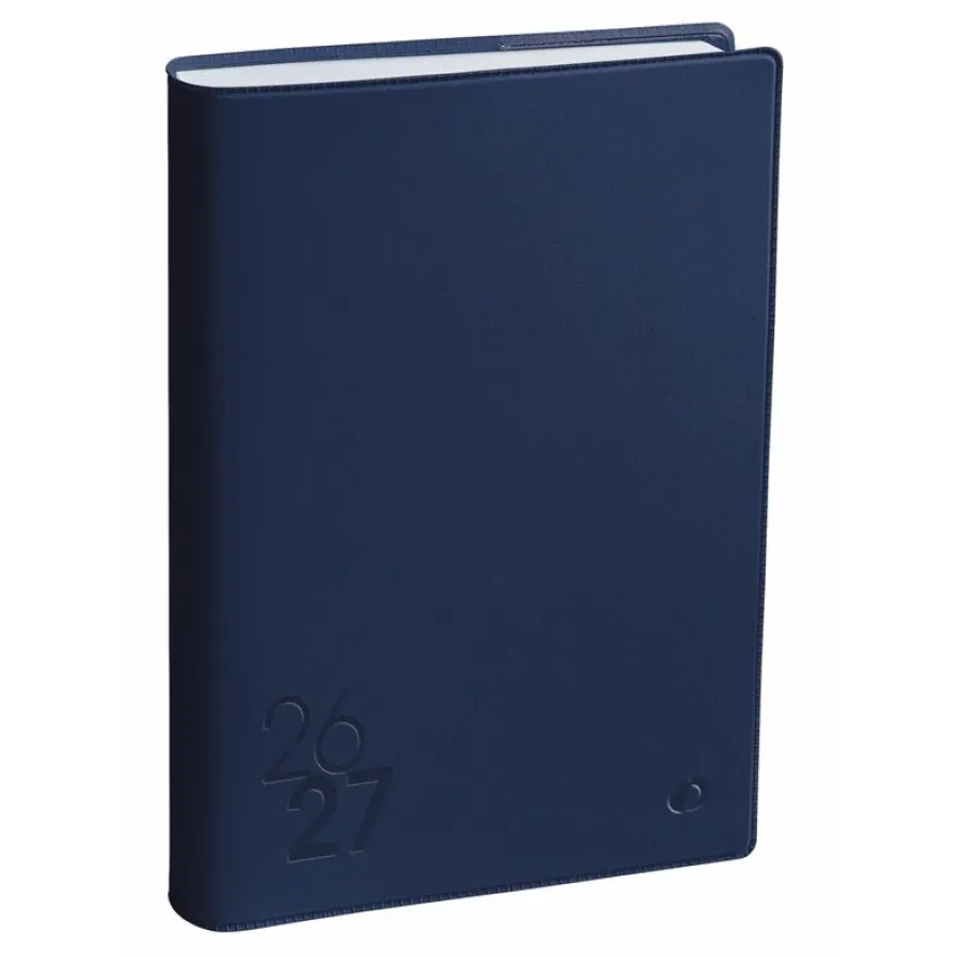 Quo Vadis - Agenda année scolaire - 2026-2027 - Eurotextagenda - Journalier - Multilingue - Touch - Bleu - 12 mois de août à juillet - 12x17 cm - Papier Clairefontaine blanc - Fabrication française