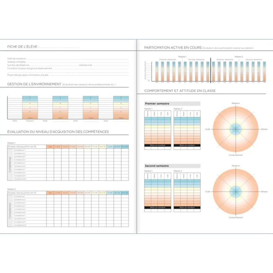 Quo Vadis - Agenda enseignant - 2026-2027 - Carnet de Bord - Français - Compétences - Bleu - Perpétuel - 21x29,7 cm - Papier Clairefontaine blanc - Fabrication française