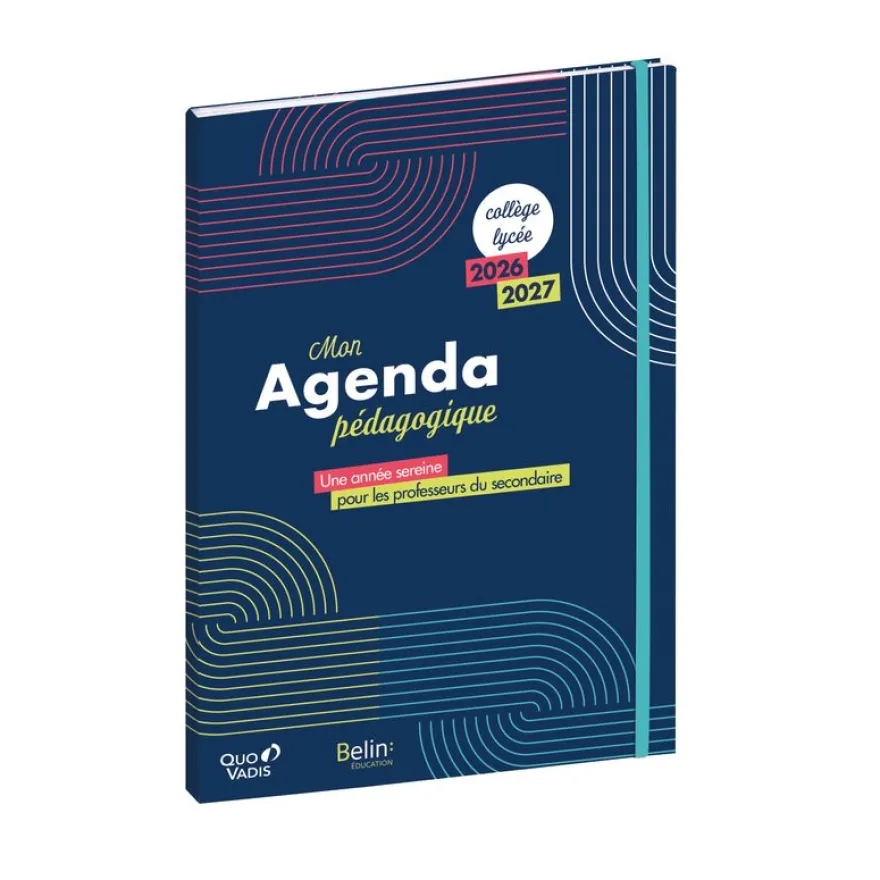 Quo Vadis - Agenda enseignant - 2026-2027 - Mon Agenda Pédagogique - Semainier Horizontal - Français - Multicolore - 12 mois de mi-juillet à mi-juillet - 21x29,7 cm