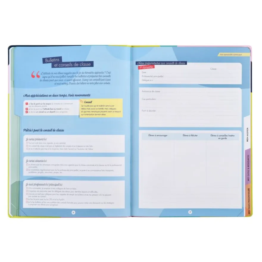 Quo Vadis - Agenda enseignant - 2026-2027 - Mon Agenda Pédagogique - Semainier Horizontal - Français - Multicolore - 12 mois de mi-juillet à mi-juillet - 21x29,7 cm
