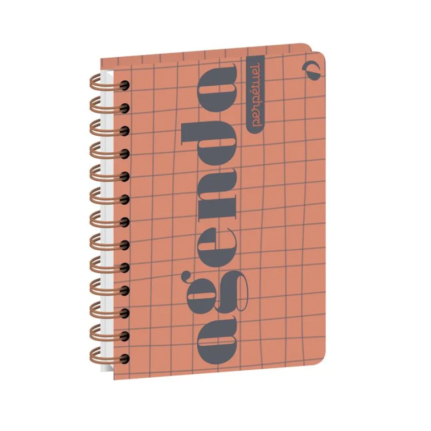 Quo Vadis - Agenda perpétuel - Spiralé - Semainier Horizontal - Français - Eterny - Multicolore - Perpétuel - 12x17 cm - Papier Clairefontaine blanc - Fabrication française