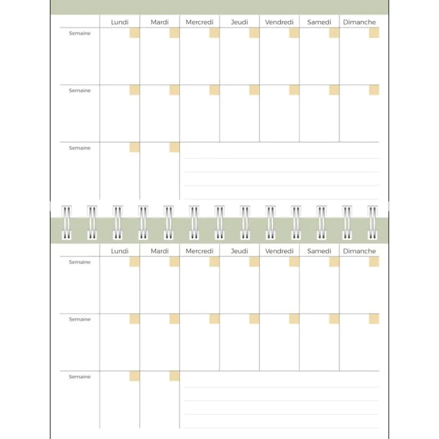 Quo Vadis - Agenda perpétuel - Spiralé - Semainier Horizontal - Français - Eterny - Multicolore - Perpétuel - 12x17 cm - Papier Clairefontaine blanc - Fabrication française