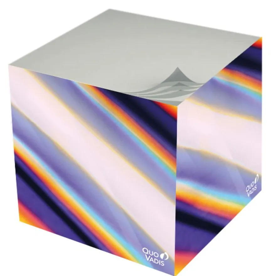 Quo Vadis - Bloc cube - Iconique - Multicolore - 9x9x8 cm - Papier Clairefontaine blanc - Fabrication française