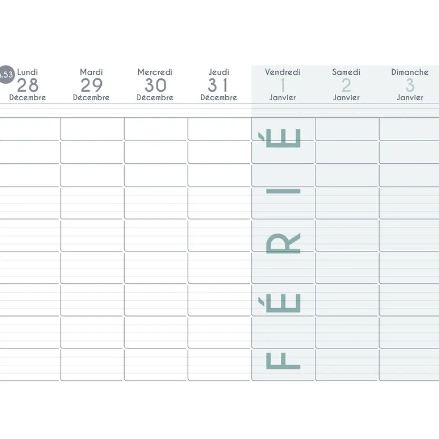 Quo Vadis - Calendrier familial à feuillets - Spiralé - 2026-2027 - Français - Family Planner - 12 mois de septembre à août - 30x30 cm - Papier Clairefontaine blanc - Fabrication française