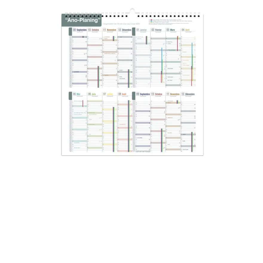 Quo Vadis - Calendrier familial à feuillets - Spiralé - 2026-2027 - Français - Family Planner - 16 mois de septembre à décembre - 30x30 cm - Papier Clairefontaine blanc - Fabrication française