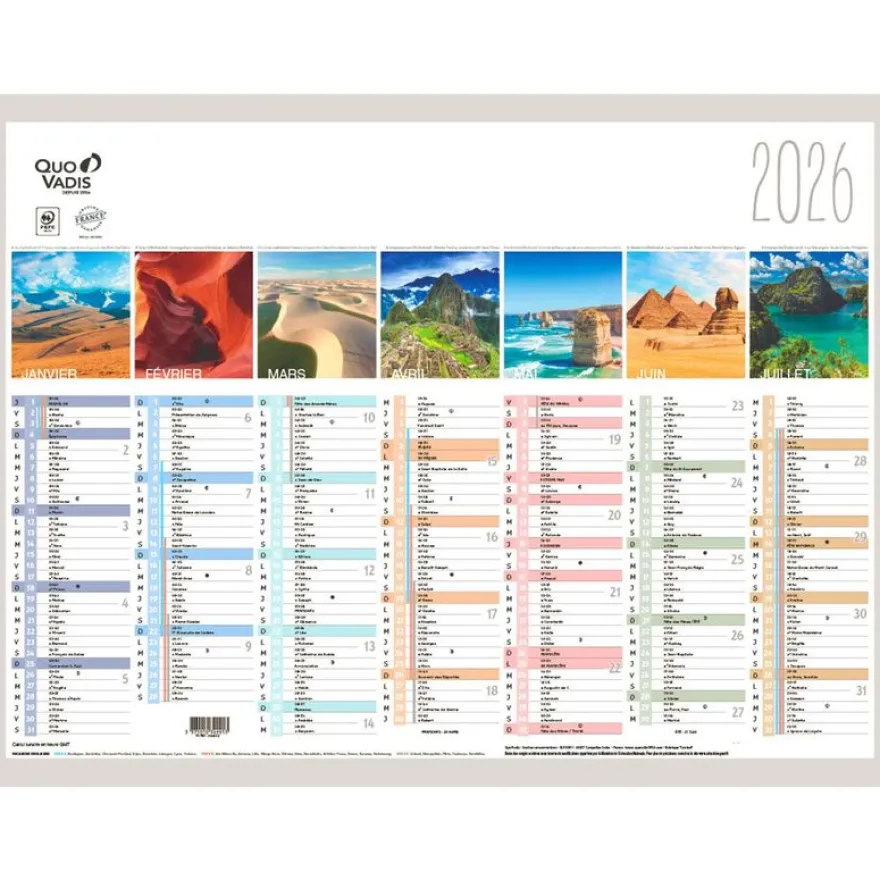Quo Vadis - Calendrier Fantaisie - 13 mois - 55 X 40,5 cm - Terre