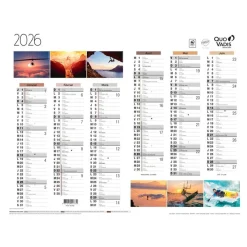 Quo Vadis - Calendrier éphéméride - 2025 - Français - Fantaisie - Multicolore - 12 mois de janvier à décembre - 43x33,5 cm - Papier Clairefontaine blanc - Fabrication française