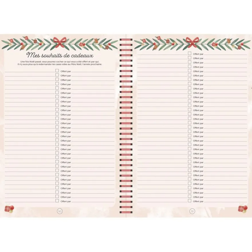 Quo Vadis - Carnet de Noël - Spiralé - Français - Carnets thématiques - Blanc - Perpétuel - 15x21 cm - Papier Clairefontaine blanc - Fabrication française