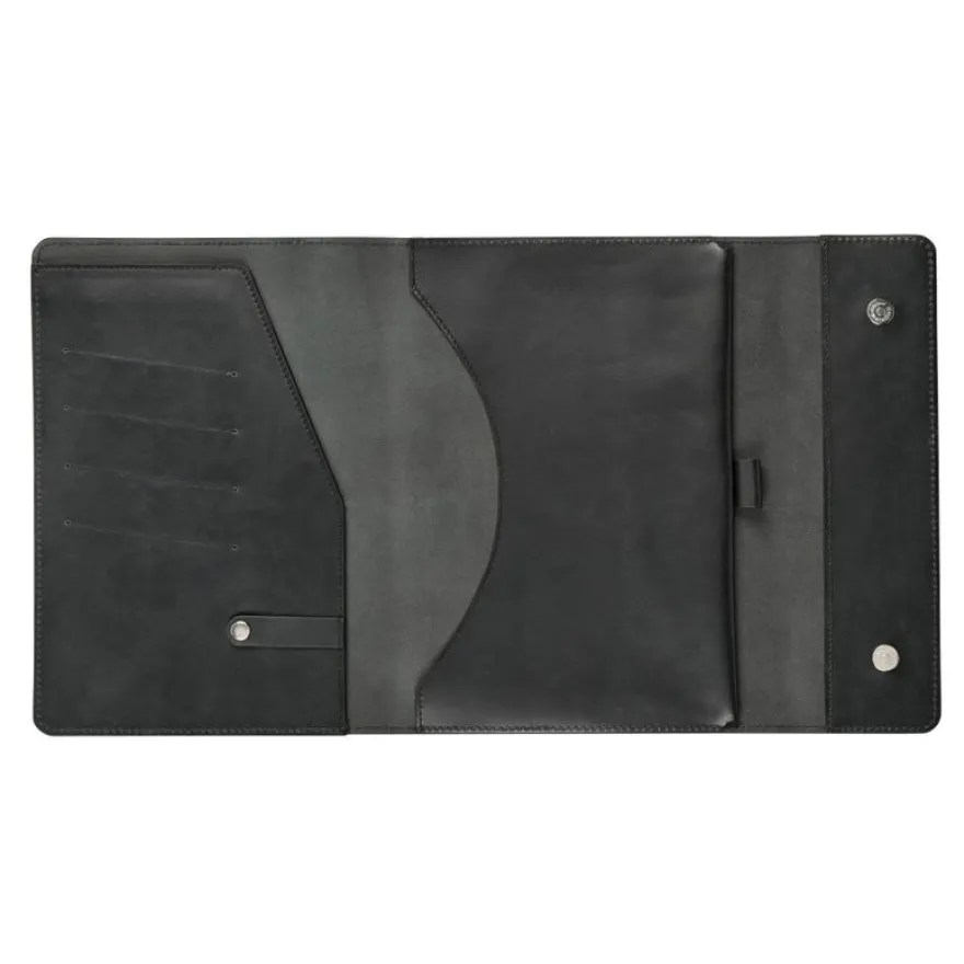 Quo Vadis - Etui carnet/tablette - Rangers - Noir - 19,5x26,5 cm - Cuir pleine fleur de buffle