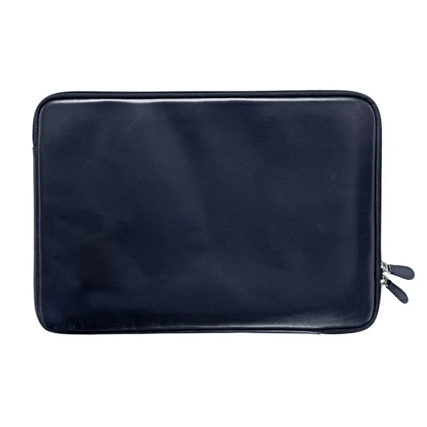 Quo Vadis - Housse ordinateur - Satiny - Bleu - 37x26x1,5 cm - Cuir pleine fleur de vachette - 1 compartiment(s)