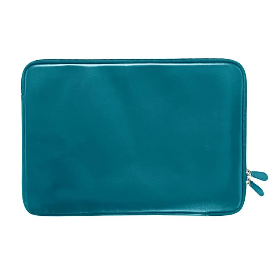 Quo Vadis - Housse ordinateur - Satiny - Bleu - 37x26x1,5 cm - Cuir pleine fleur de vachette - 1 compartiment(s)