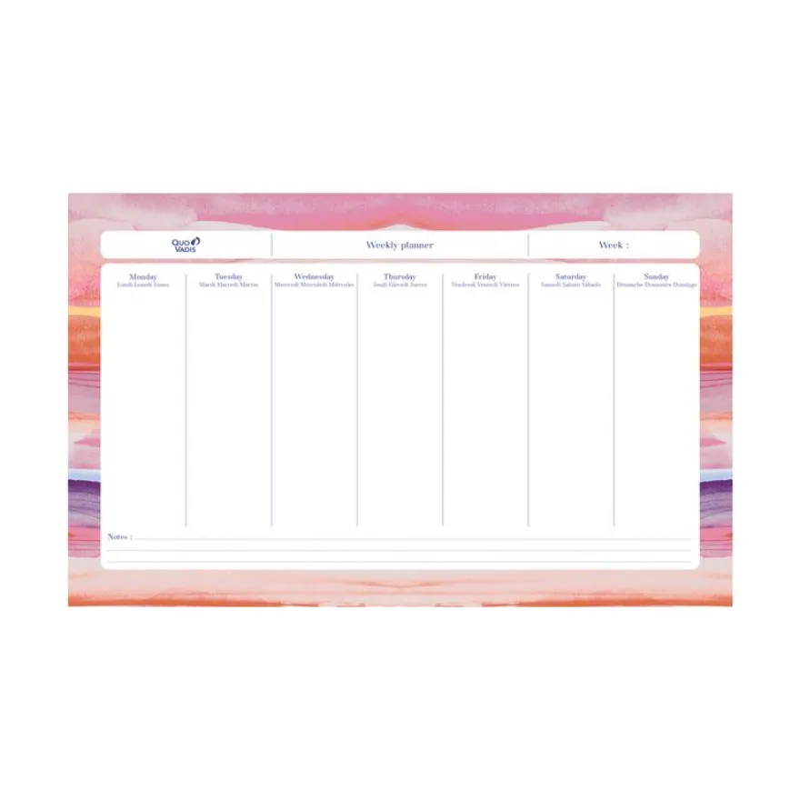 Quo Vadis - Sous-main perpétuel à feuillets - Multilingue - Iconique - Multicolore - Perpétuel - 16,5x26,5 cm - Papier Clairefontaine blanc - Fabrication française
