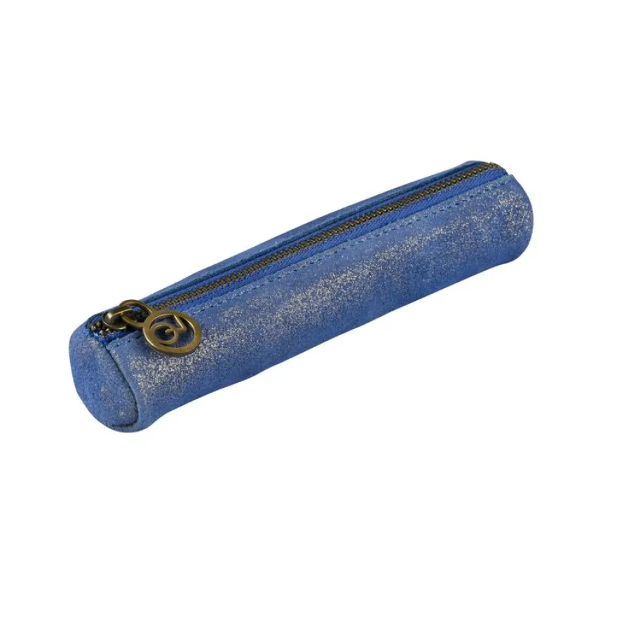 Quo Vadis - Trousse - Ronde - Julo - 17x3,5 cm - Cuir de vachette suédé - 1 compartiment(s)