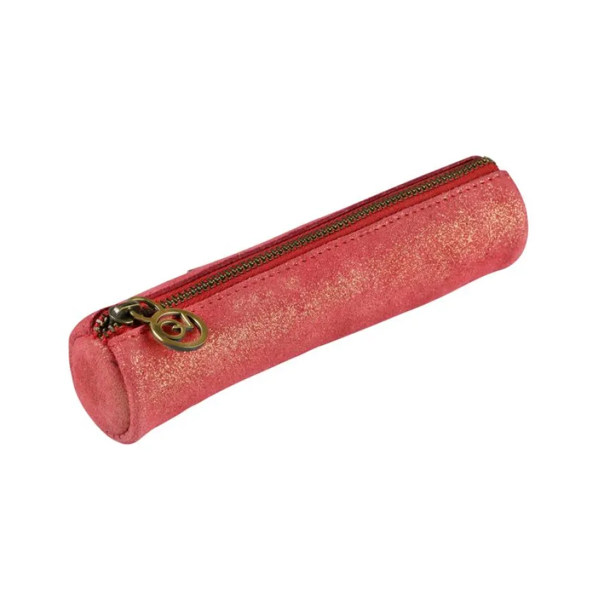 Quo Vadis - Trousse - Ronde - Julo - 17x3,5 cm - Cuir de vachette suédé - 1 compartiment(s)