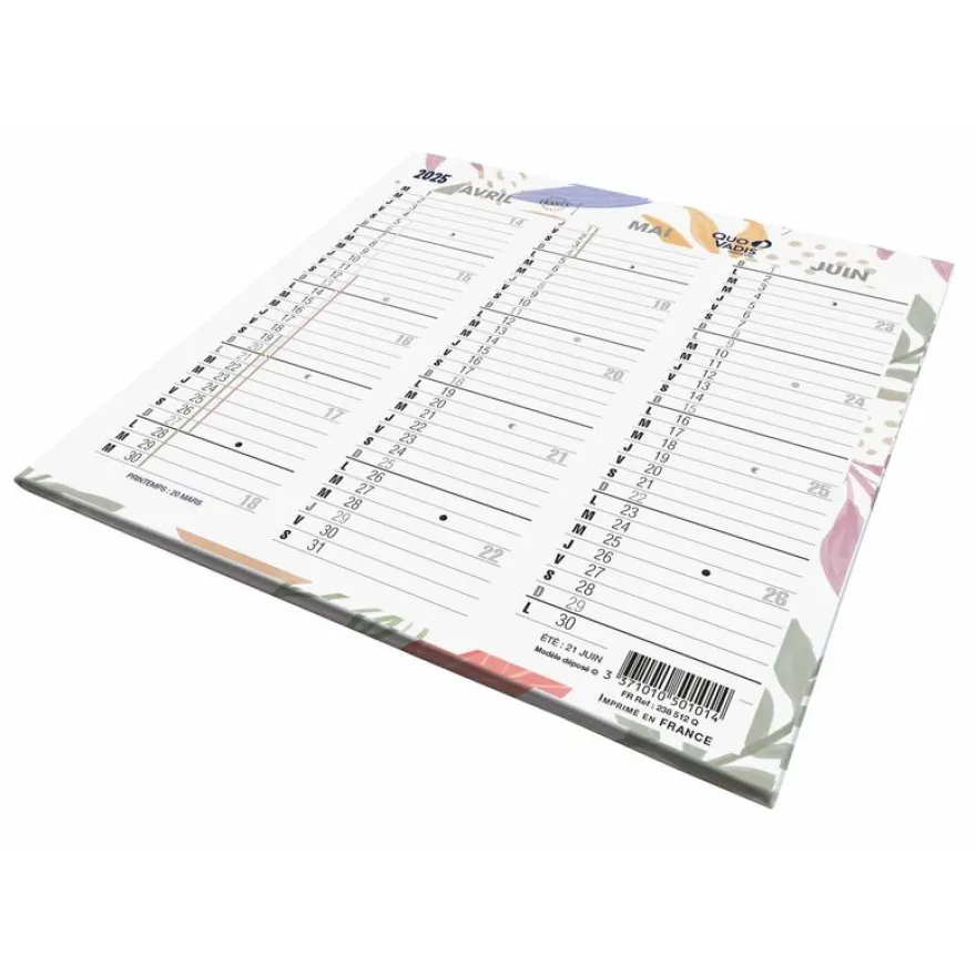 Quo Vadis Exotique - Calendrier origami 3 mois par face - 13 x 26 cm