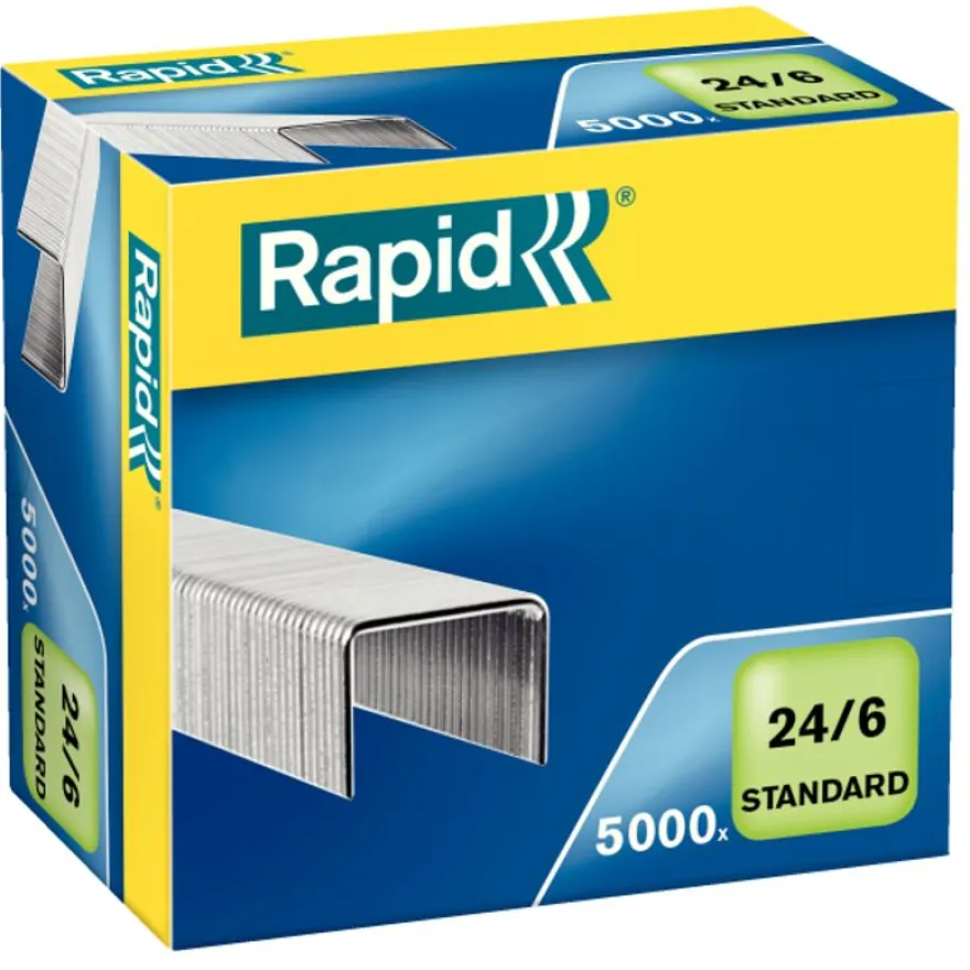 Rapid - Boîte de 5000 Agrafes 24/6 - jusqu'à 20 feuilles - acier galvanisé