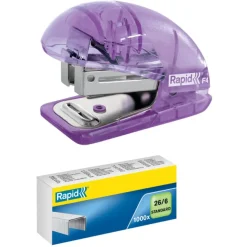 Rapid - Mini Agrafeuse Colour'Breeze - capacité 10 feuilles - agrafes 24/6 ou 26/6 - Lavande