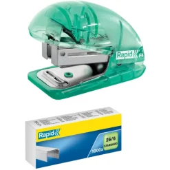 Rapid - Mini Agrafeuse Colour'Breeze - capacité 10 feuilles - agrafes 24/6 ou 26/6 - Vert