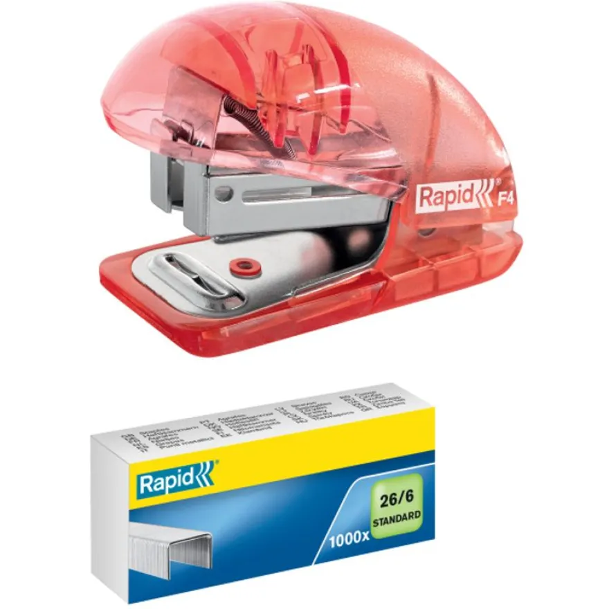 Rapid - Mini Agrafeuse Colour'Breeze - capacité 10 feuilles - agrafes 24/6 ou 26/6 - Corail