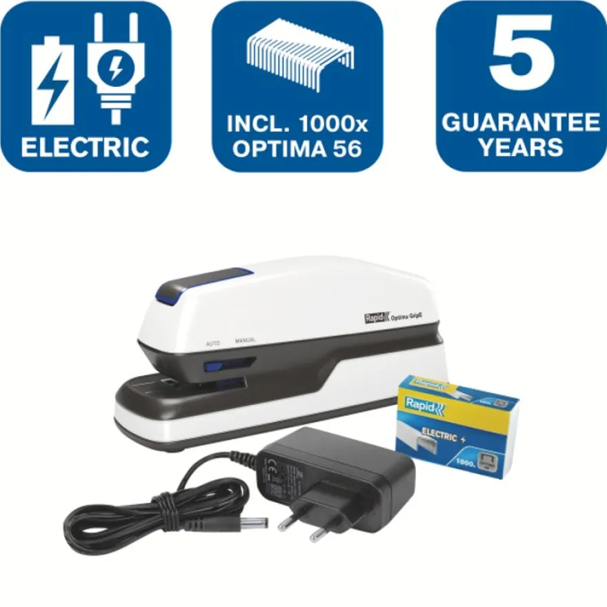 Rapid Optima Grip - Agrafeuse électrique - capacité de 20 feuilles - agrafes Optima HD56