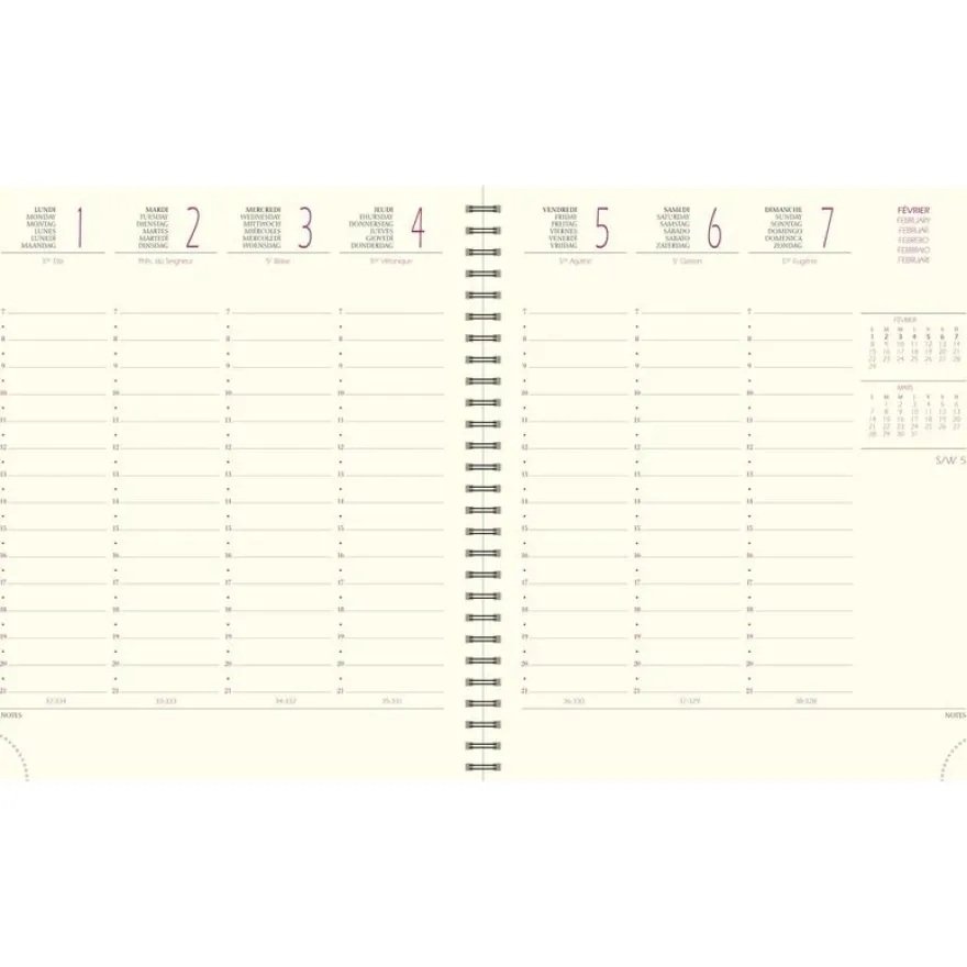 Recharge pour agenda SAD 18S 16 mois - 1 semaine sur 2 pages - 15 x 17 cm - Exacompta