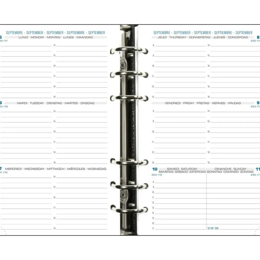 Recharge pour organiseur Exatime 17 - 16 mois- 1 semaine sur 2 pages à l'horizontale - 10,5 x 17,2 cm - Exacompta