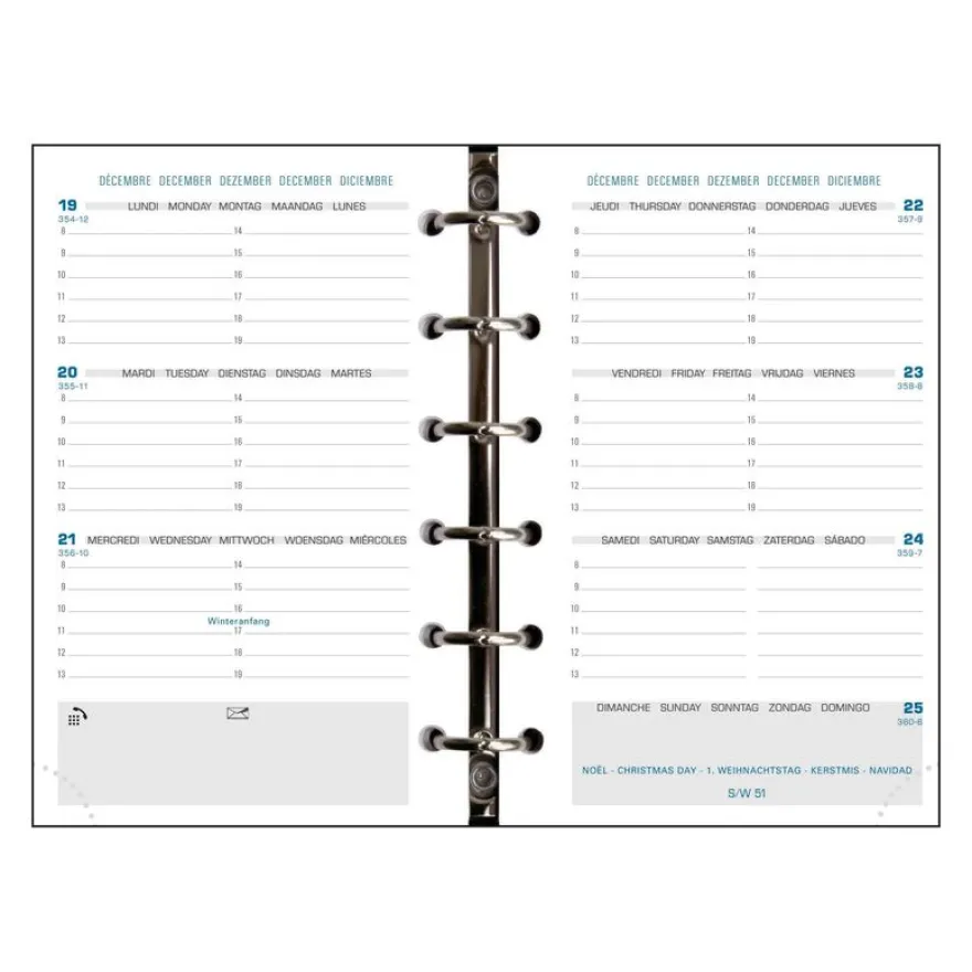Recharge pour organiseur Exatime 14 - 16 mois- 1 semaine sur 2 pages à l'horizontale - 8,1 x 12,6 cm - Exacompta