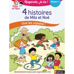 Regarde je lis ! 4 histoires de mila et noe vive les copains ! niv 1
