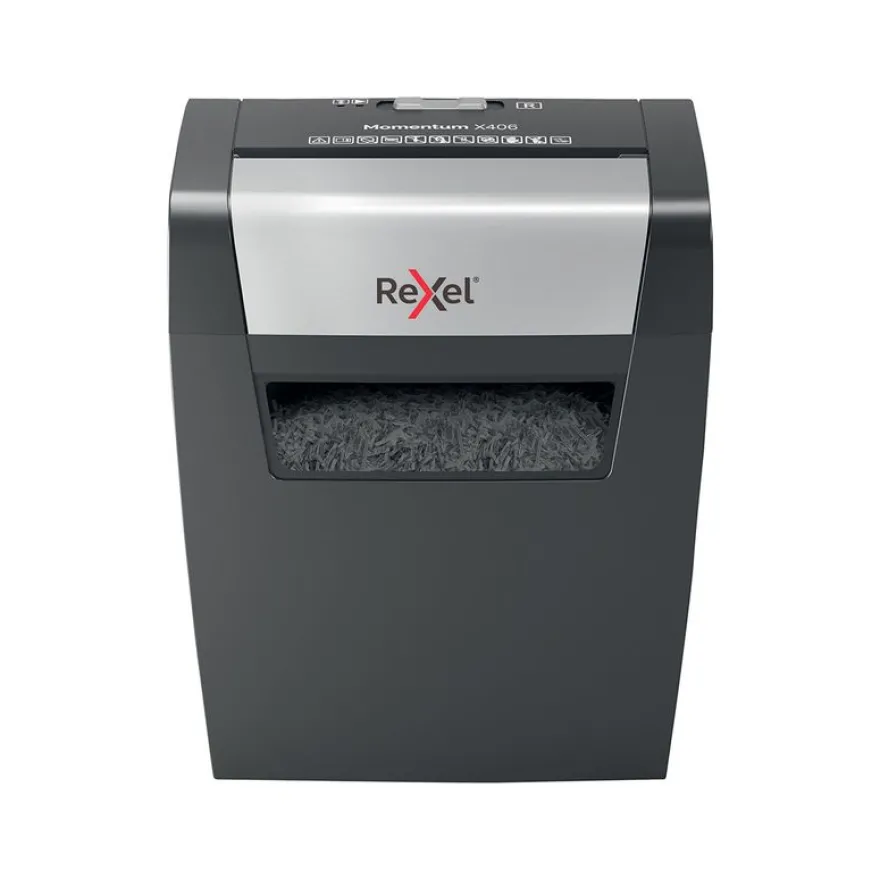 Rexel Momentum X406 - destructeur de documents coupe croisée - 6 feuilles - Corbeille 15 litres