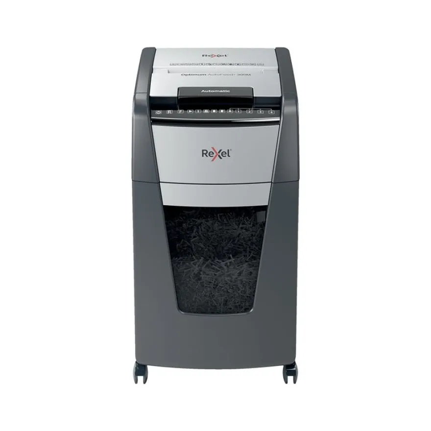 Rexel Optimum Auto+ 300M - destructeur de documents coupe croisée microparticules - 300 feuilles - Corbeille 60 litres
