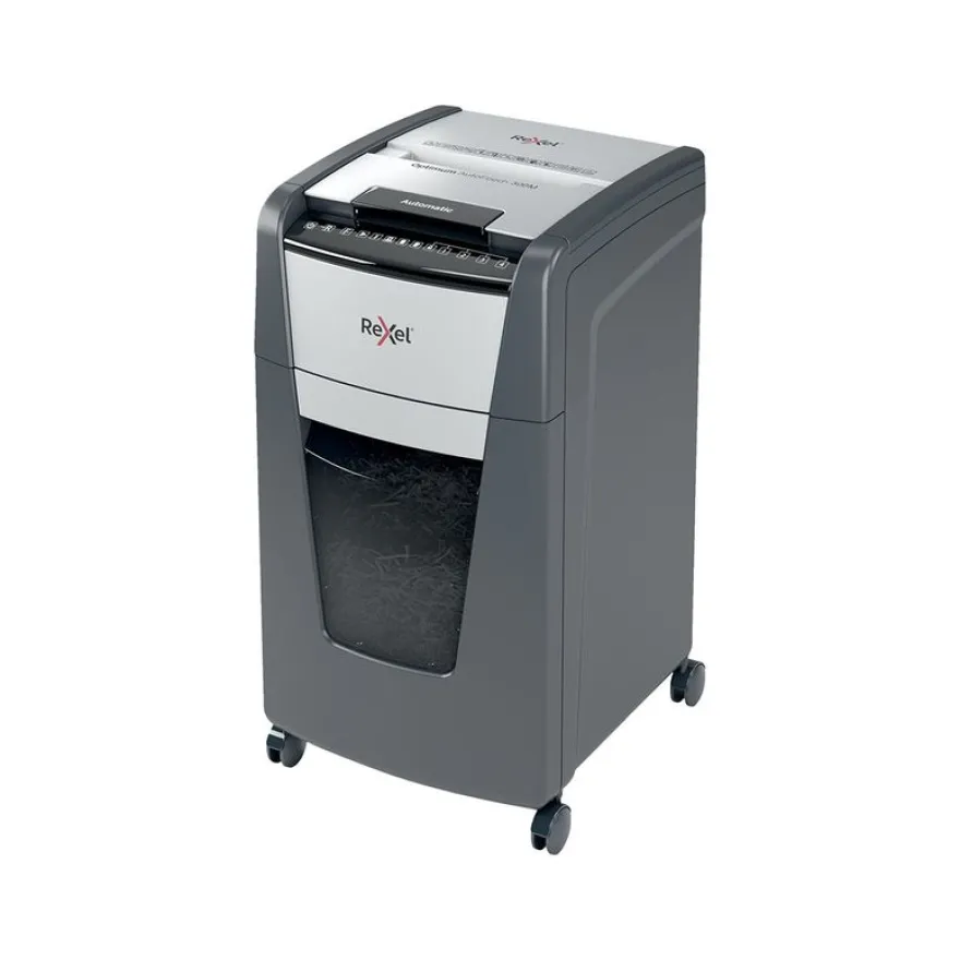 Rexel Optimum Auto+ 300M - destructeur de documents coupe croisée microparticules - 300 feuilles - Corbeille 60 litres