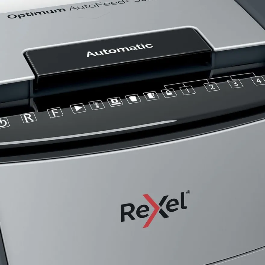 Rexel Optimum Auto+ 300M - destructeur de documents coupe croisée microparticules - 300 feuilles - Corbeille 60 litres