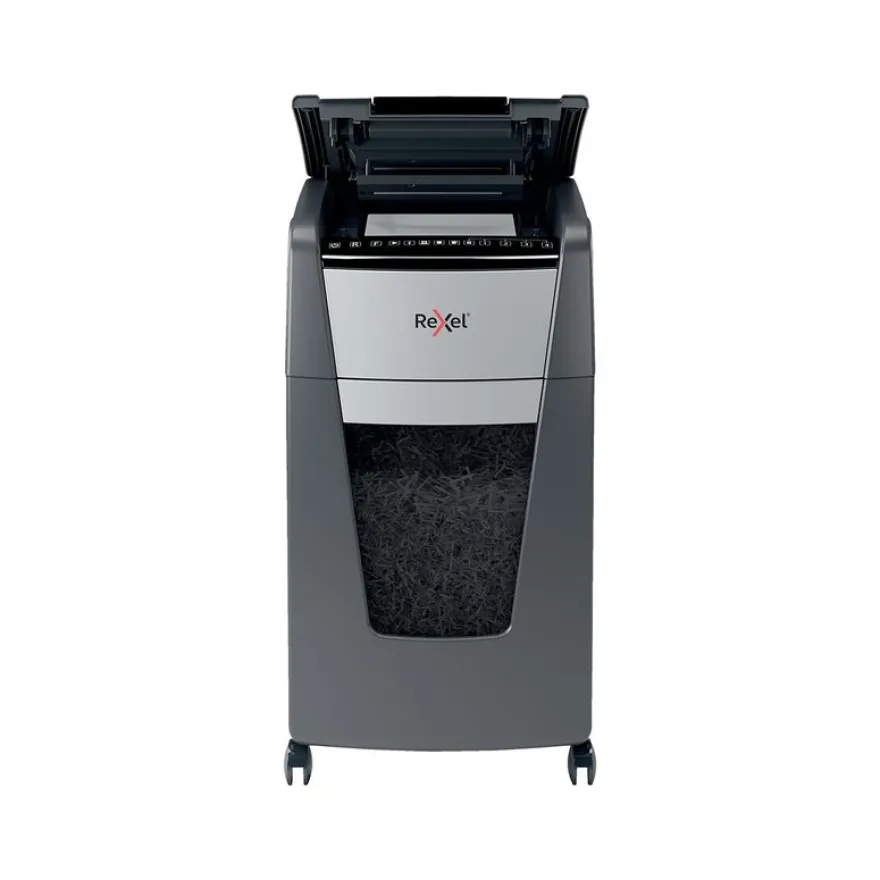 Rexel Optimum Auto+ 300M - destructeur de documents coupe croisée microparticules - 300 feuilles - Corbeille 60 litres