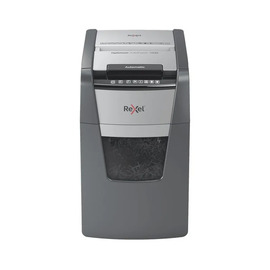 Rexel Optimum Auto+ 150M - destructeur de documents coupe croisée microparticules - 150 feuilles - Corbeille 44 litres