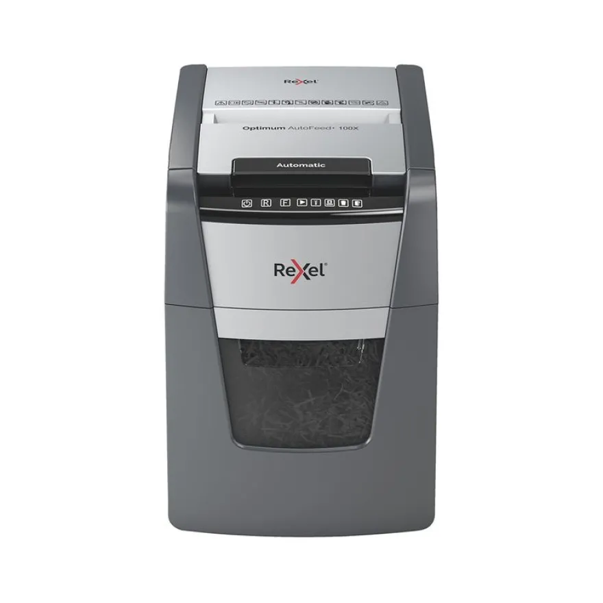 Rexel Optimum Auto+ 100X - destructeur de documents coupe croisée - 100 feuilles - Corbeille 34 litres