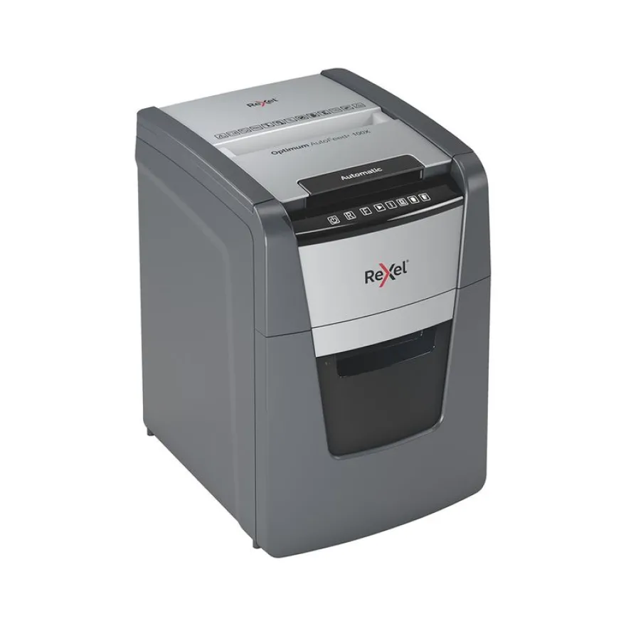 Rexel Optimum Auto+ 100X - destructeur de documents coupe croisée - 100 feuilles - Corbeille 34 litres