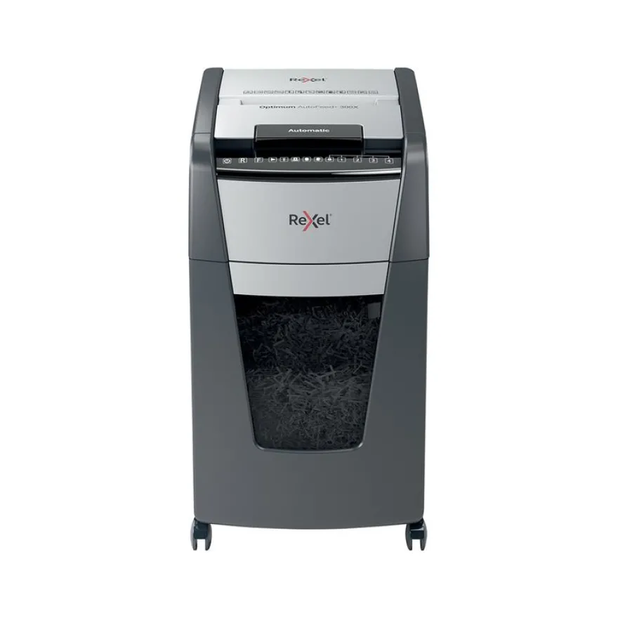 Rexel Optimum Auto+ 300X - destructeur de documents coupe croisée - 300 feuilles - Corbeille 60 litres