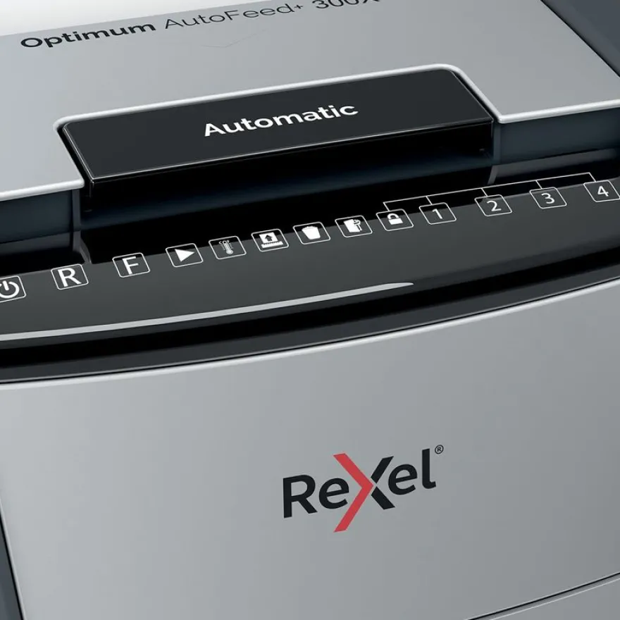 Rexel Optimum Auto+ 300X - destructeur de documents coupe croisée - 300 feuilles - Corbeille 60 litres