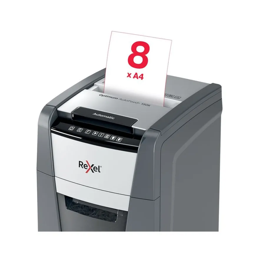 Rexel Optimum Auto+ 150X - destructeur de documents coupe croisée - 150 feuilles - Corbeille 44 litres