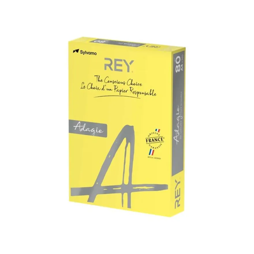 Rey Adagio - Papier couleur - A4 (210 x 297 mm) - 120 g/m² - Ramette de 250 feuilles - jaune